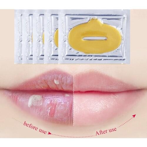 Efero 3pcs Women Lips Care Gold Sexy Crystal Membrane Collagen Moisture Essence Lip Masks Anti Ageing Wrinkle Patch Pad Lips