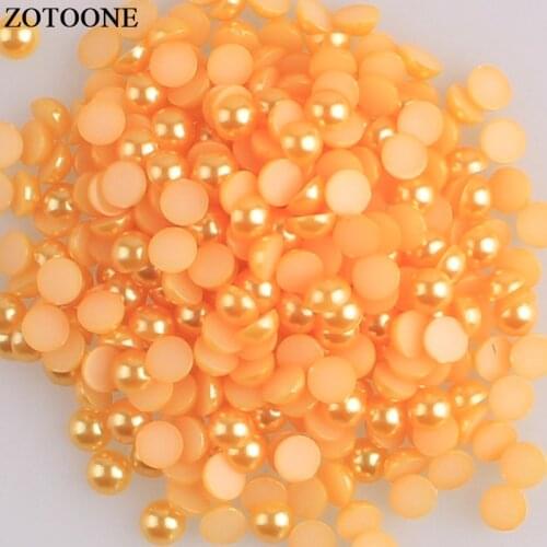 ZOTOONE 1000Pcs Loose Freshwater Half Jewelry Imitation Pearl Cabochon Flat Back Semicircle ABS Beads Nail Art Decorations DIY E
