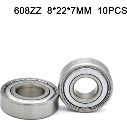 10pcs Double Shielded Miniature High-carbon Steel Single Row 608ZZ ABEC-1 Deep Groove Ball Bearing 8*22*7 8x22x7 MM 608 ZZ