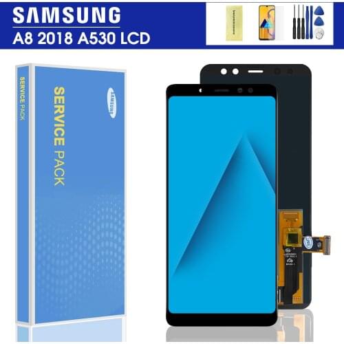 100% Super Amoled For SAMSUNG GALAXY A8 2018 A530 A530F LCD Display Touch Screen Digitizer Assembly A8 2018 Duos LCD A530F/DS