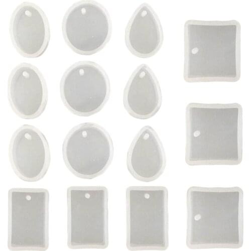 15 Pack Silicone Resin Pendant Mould Jewellery Molds With Hanging Hole For Diy Clay Molds Craft Making 5 Shapes