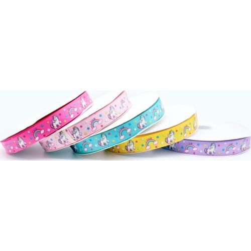 25mm Unicorn Party DIY Decoration Grosgrain Ribbon Birthday Party Gift Wrapping Gift Box Ribbon Girls Favor Handmade Hair Bows