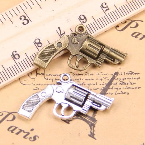 6pcs Charms pistol revolver gun 29x22mm Antique Pendants,Vintage Tibetan Silver Jewelry,DIY for bracelet necklace