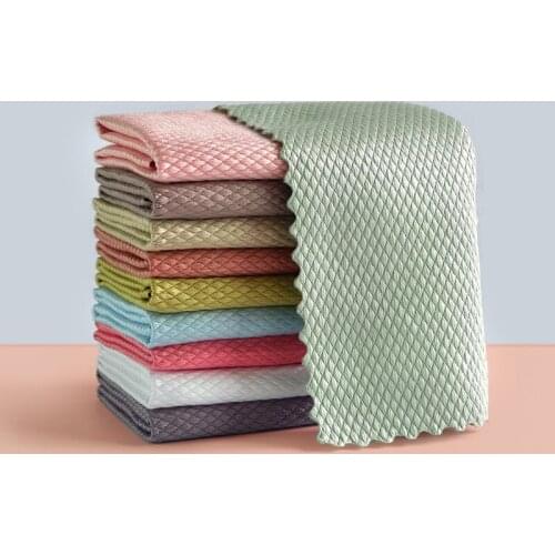 5Pcs Kitchen Anti-Grease Wiping Rags Efficient Fish Scale Wipe Cloth Cleaning Cloth Home Washing Dish Cleaning Towel