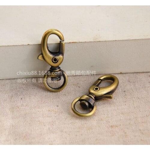 50pcs/lot Vintage Metal Luggage bag Dog buckle Snap hook,Bag hanger Lobster Clasp DIY Sewing handmade Key chain buttons AU849