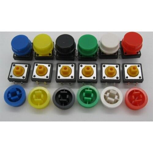 50PCS B3F-4055 Tactile Touch Push Button Switch Momentary 12*12*7.3MM tact Micro switch button +50PCS colors Tact Cap