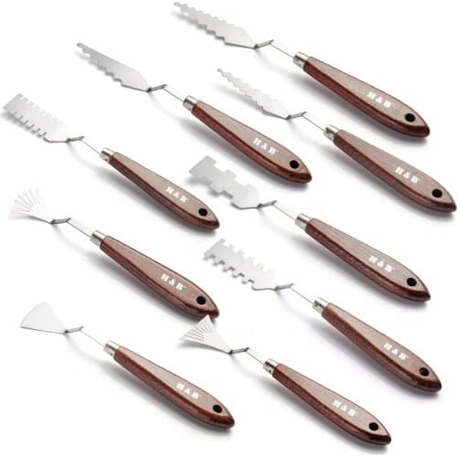 9 Pieces Mixed Palette Knife Stainless Steel Oil painting scraper Art Supplies for Artist Canvas Oil Paint Color Mixing