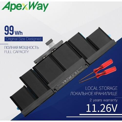 Apexway 11.26V 99WH Laptop Battery A1417 for Apple MacBook Pro A1398 15" 2012 Early 2013 Retina MD831LL/A with Screwdriver tools