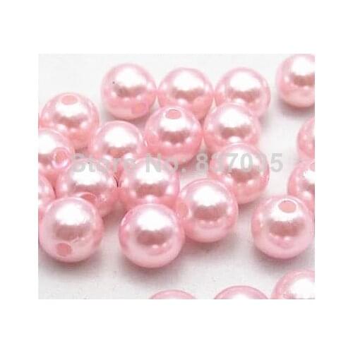 500PCs 10mm ABS Fashion pink Color round ball Imitation pearl Beads Wholesale Loose Beads Jewelry Making DIY accessories