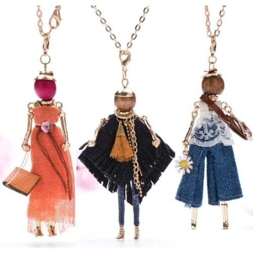 Europe And The United States 2018 New Doll Pendant Necklace Women Long Chain Fashion Statement Jewelry collier femme