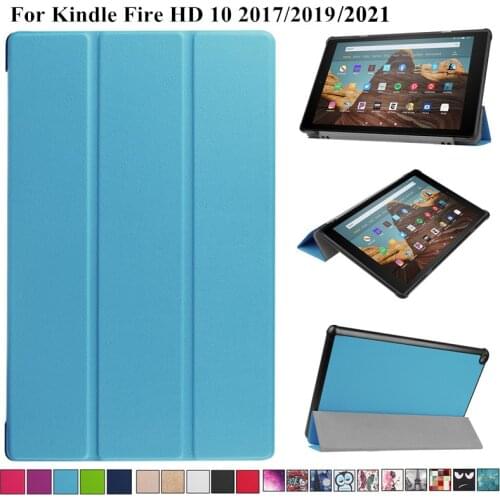PU Leather Case for Amazon Fire HD 10 2021 2019 Magnetic Folding Tablet Cover for All New Fire HD 10 inch Case Auto Sleep/Wake