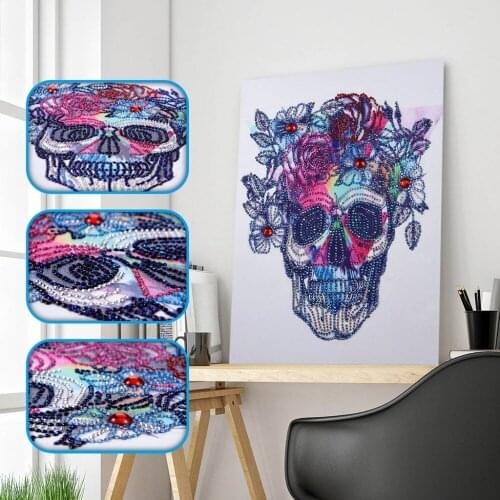 Skull Diamond Painting DIY 5D Partial Drill Cross Stitch Kits Crystal Rhinestone Of Picture Serial Special Shaped Diamond Paint