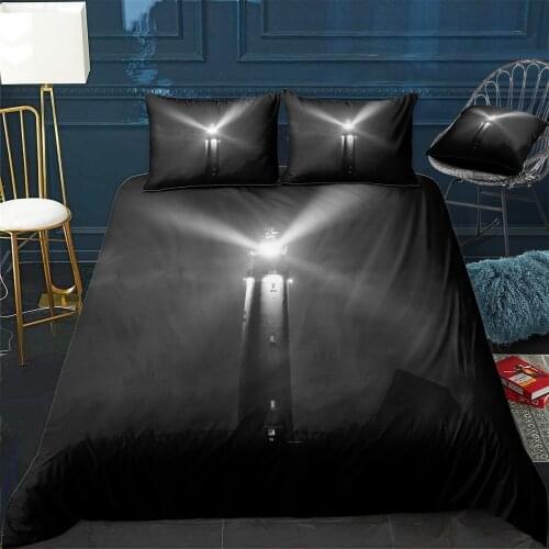 Black And White Lighthouse Quilt Cover Pillowcase 3Piece Comforter Bedding Set With Pillow Case Single Double Duvet Cover