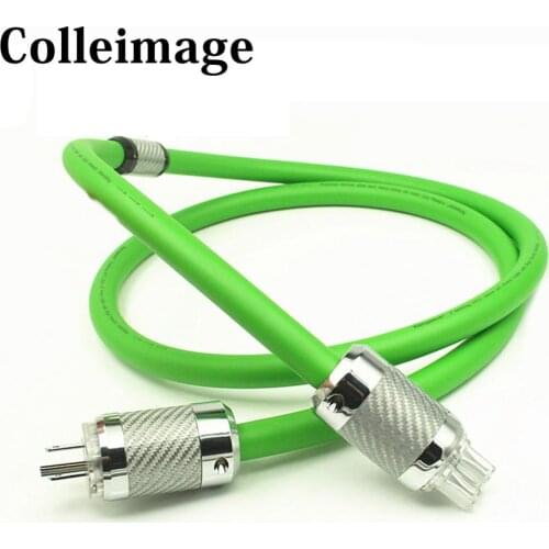 Colleimage US/EU 8N OCC Silver Plated 6cores Hifi Audio AC Amplifier Power Cord Carbon Fiber Plug Connector Power Cable