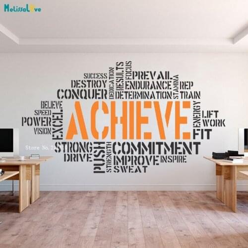 Achieve Motivational Life Quotes Wall Decals Office Decor Inspiring Words Removable Vinyl Sticker Art Words Murals YT5422