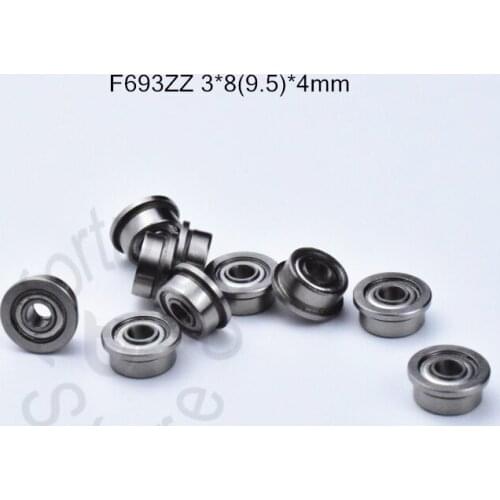 F693ZZ 3*8(9.5)*4mm 10pieces bearing ABEC-5 Flange bearings Free shipping 693 F693Z F693ZZ chrome steel deep groove bearing