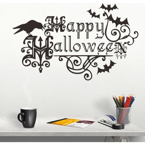 Halloween Wall Sticker Crow Wall Sticker Bedroom Living Room Decoration Wallpaper Mural for kids happy halloween sticker