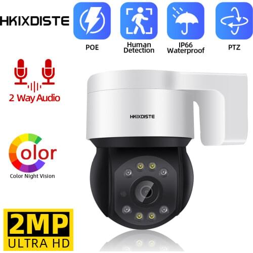 1080P Smart Auto Tracking PTZ IP Camera POE Outdoor Color Night CCTV Dome Security Cameras Two Way Audio Video Surveillance 2MP
