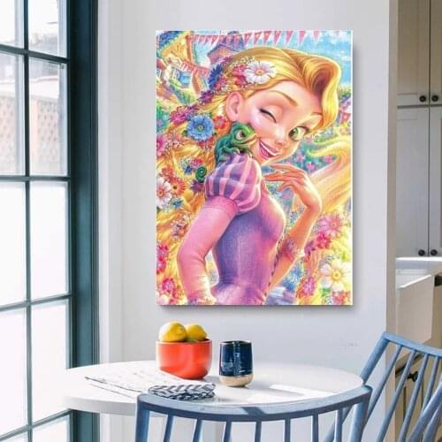 Disney Princess Canvas Painting Disney Alice in Wonderland Cartoon Girl Poster Watercolor Prints Nursery Art Wall for Kids Room