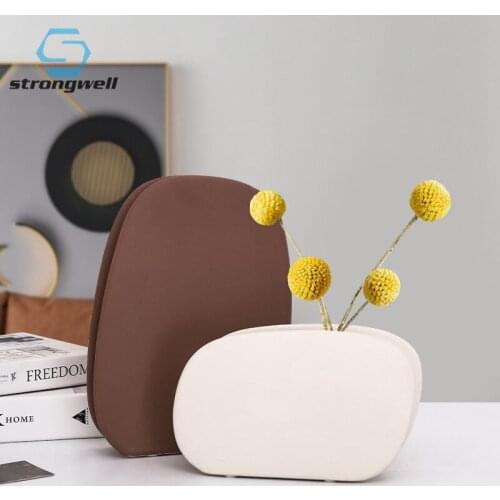 Strongwell Modern Round Shape Ceramic Vase Office Desktop Decoration Flower Arrangement Modern Furnishings Flower Vase Gifts