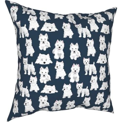 Westie Square Pillow Case Polyester Decorative Pillow West Highland Terrier Dog Cute Puppy 45*45cm Pillowcover Home Decor