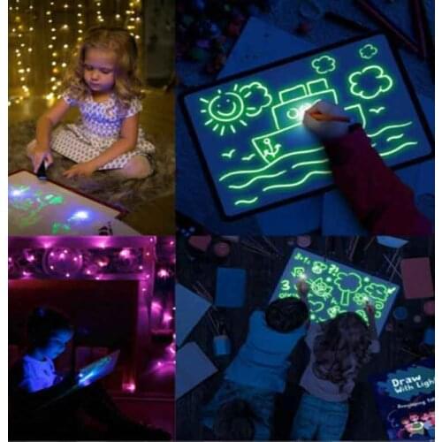 HOT Draw With Light Fun childrens luminous Drawing Board Magic With Light-Fun Fluorescent Pen Educational Toys for Children