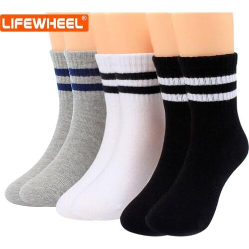 LifeWheel 6 Pairs/Lot Children Socks Boys Girls Student Cotton Socks Breathable Autumn Winter Casual Dress Athletic Terry Socks