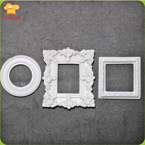 LXYY2016 Silicone double sugar anaglyph DIY circle A rectangle Retro frame cake decoration frame mold