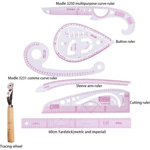 7 PcsMultifunction Sewing Accessory Material Tool Rule Patchwork Fabrics Accessories Tailors Pattern Cutters Kit Haberdashery