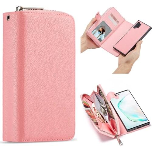 Detachable Flip Leather Cover For Samsung S20 S20 Ultra S10 S9 S8 S7 Zipper Wallet Phone Case For Samsung Note 10 10+ 9 8 Case