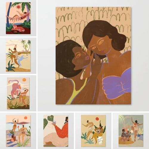 Modular Hd Prints Pictures Paintings Tiger Home Decoration Canvas Summer Girls Posters Wall Artwork For Living Room Framework