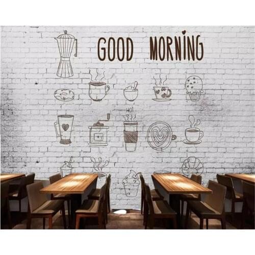 Beibehang behang Mural custom advanced wallpaper hand draw brick wall coffee shop western food background wall papers home decor
