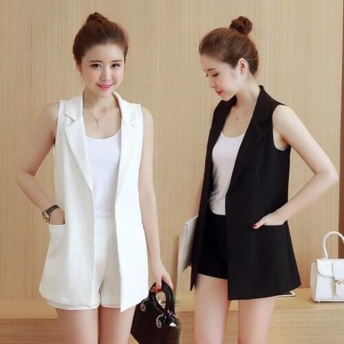 2021 New Spring Autumn Casual Long Blazer Vest Women Sleeveless Jacket Elegant Office Lady Waistcoat Suits Plus Size D112