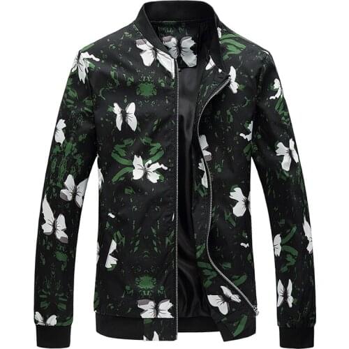 2021 Spring and Autumn New Pilot Jacket Mens Fashion Floral Slim Casual Jacket Long Sleeve Mens Large Size Print Jacket M-6XL