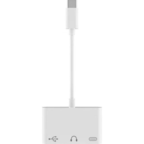 The New Small and Easy To Carry TYPE-C Call Live Sound Card Adapter Type-c Headset Adapter Three-in-one Jiao