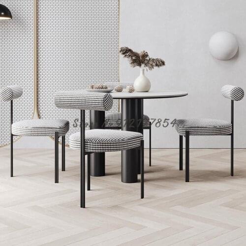 Nordic minimalist household houndstooth dining chair simple modern creative backrest chair dining sofa chair casual makeup chair