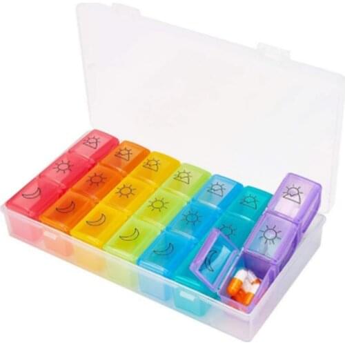 21 Grids 7 Days Weekly Pill Case Medicine Tablet Dispenser Organizer Pill Box Splitters Pill Storage Container