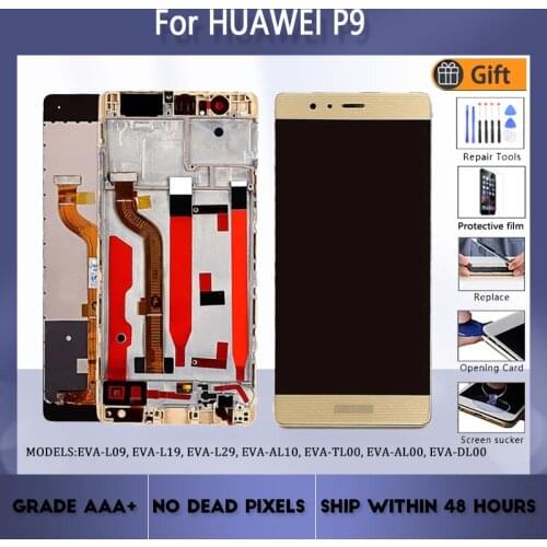 For HUAWEI P9 EVA L09 L19 L29 LCD original screen assembly with front case touch glass, original black gold white