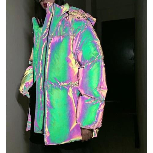 Camouflage cotton padded couples street hip hop Hooded thickened warm cool reflective fashion coat BF parkas