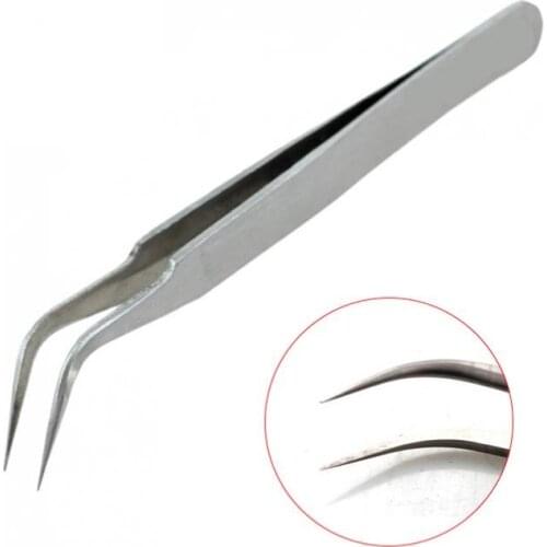 Tweezers Hand Tools Stainless Steel Anti-acid Fine Tip Curved Dull Polish Tweezers Forceps Tool
