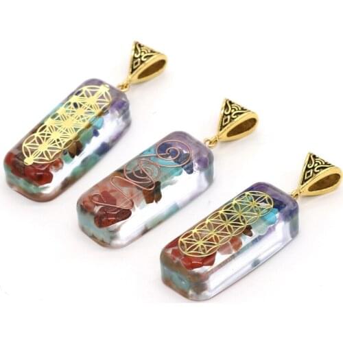 Resin Pendant Add Gravel Rectangle For Jewelry Making DIY Necklace Bracelets Package Sale 18x55mm