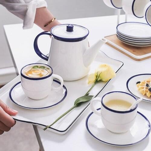 Nordic Simple Black White Water Cup Afternoon Camellia Tea Set Living Room Coffeeware Set Creative Cafe Household Tea Mug