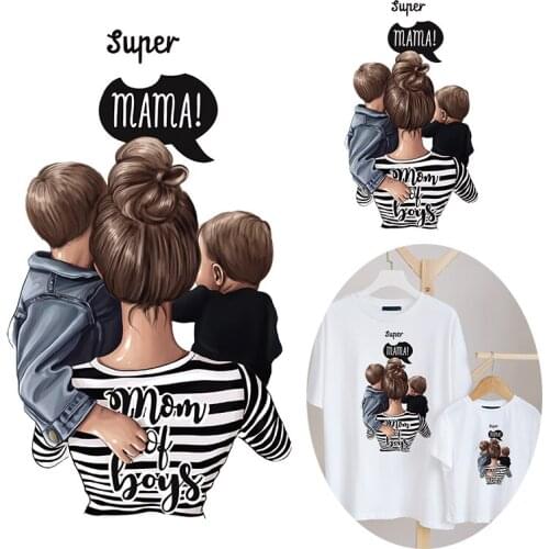 Pulaqi Parent-Child Heat Transfer for Clothing Printed Iron-on Transfers for Clothes Thermo-stickers Appliques Accessories Decor
