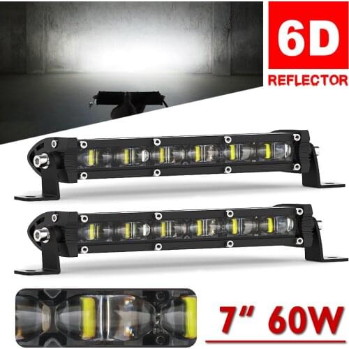 NAOEVO 7" 6D Slim LED Light Bar / Work Light 12V 24V Driving Fog DRL Combo Car led bar For off road Jeep Atv 4WD barra de led
