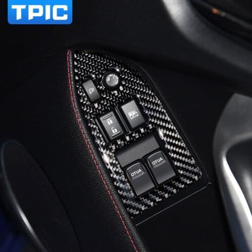 TPIC Carbon Fiber Window Lift Button Sticker Trim Cover Modification Decoration For Subaru BRZ Toyota 86 Interior Accessories