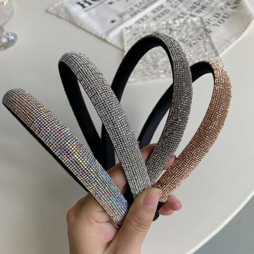 High-end Baroque Full Rhinestone Headband Fashion Hair Accessories Women Sponge Shiny Hairbands Boutique Hair Hoop Headwear New