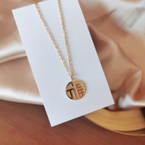 YUN RUO Yellow Gold Color Fortune Best Wishes Pendant Necklace Woman Fashion 316 L Titanium Steel Jewelry Birthday Gift Not Fade