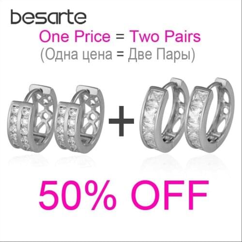 Two Pairs Crystal Hoop Earrings For Women Brincos de Argola Gold Oorbellen Pendientes Plata CC Earings Round Jewellery E1820W