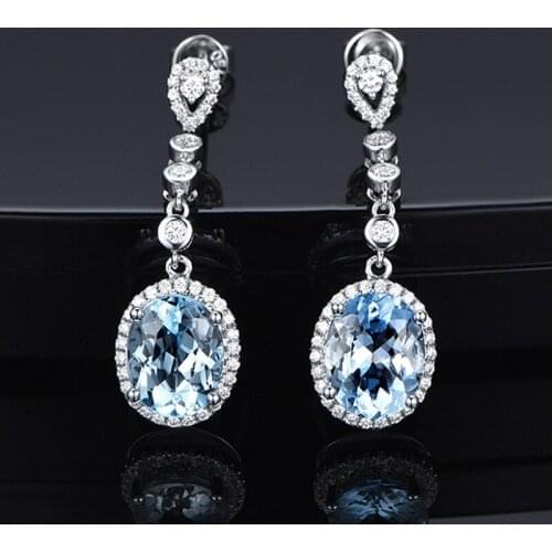 Natural Aquamarine Drop Earrings for Women Sterling Silver 925 Timeless Design Delicate Female Jewelry Wedding Luxury Earrings