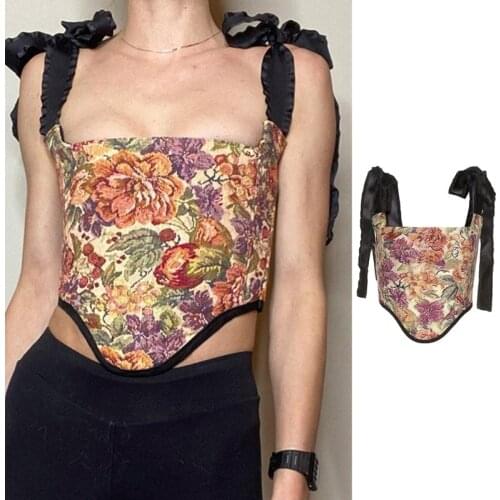 Women Sexy Bustiers Corsets Backless Crop Tops Camisole Tank Top Waistcoat Sexy Square Neck Slim Vest Top Backless